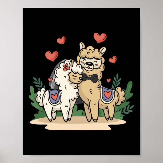 Poster Llama Bride E Casal De Arte De Casamento (Frente)