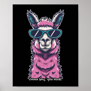 Poster Llama diz que você é Rock   pose Quirky em óculos 