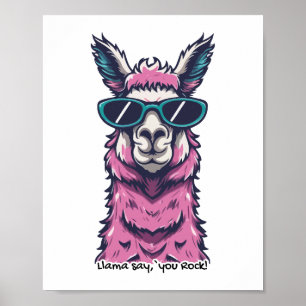Poster Llama diz que você é Rock pose Quirky em óculos