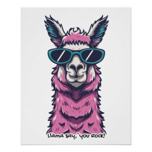 Póster Llama diz que você é Rock pose Quirky em óculos