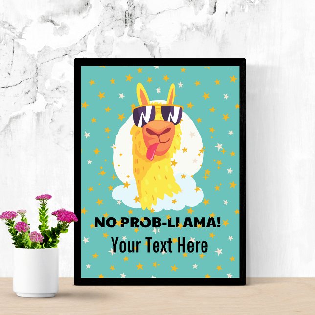 Poster Llama Engraçado Fofo Sem Problemas com Estrelas (Criador carregado)