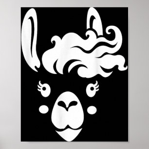 Poster Llama Face Eyelashes Halloween Costume Hairstyle
