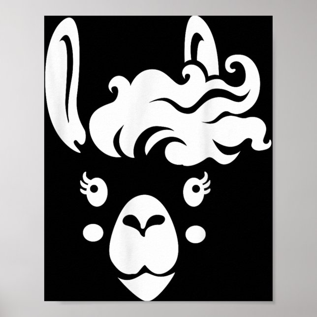 Poster Llama Face Eyelashes Halloween Costume Hairstyle (Frente)