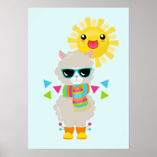 Poster Llama Legal e Kawaii Sun sorridente