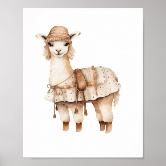 Poster Llama Nursery Decor Cute Llama Bedroom (Frente)