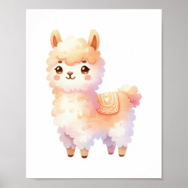 Poster Llama Nursery Decor Cute Llama Watercolor