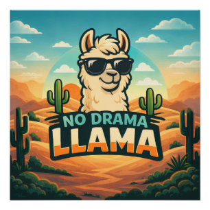 Póster Llama Sem Drama - Critter Kingdom