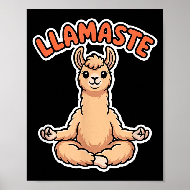 Poster Llamaste Funny Meditating Llama Cute Yoga Animal D (Frente)
