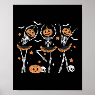 Poster Llet Pumpkin Skeleton Assustador Homens Mulheres B