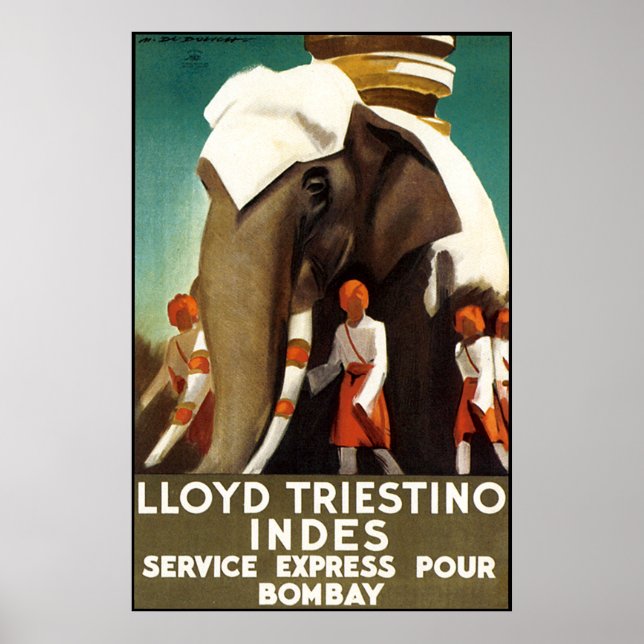 Póster Lloyd Triestinao Line para Bombaim (Frente)