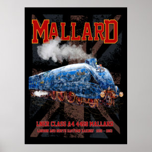 Poster LNER Classe A4 Mallard Locomotiva bandeira da Uniã