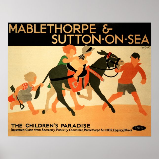 Poster LNER MABLETHORPE & SUTTTON NO MAR Viagem (Frente)