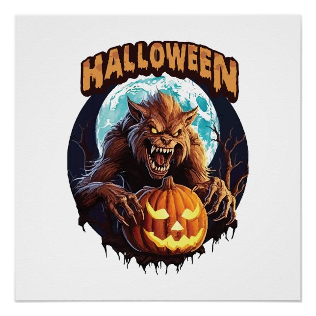 Póster Lobisomem de Halloween (Frente)