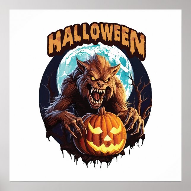 Poster Lobisomem de Halloween (Frente)