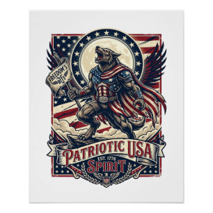 Póster Lobisomem Patriota Horror Patriótico Monstro Patri