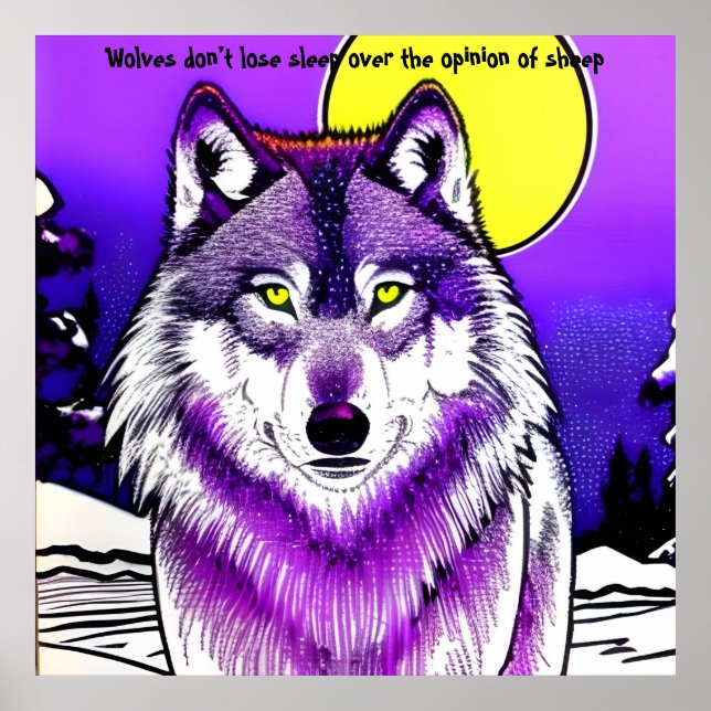 Poster Lobo à lua. Citando Aristóteles. Editável. (Frente)