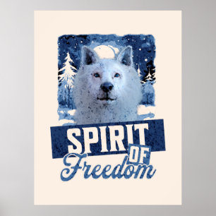 Poster Lobo Ártico Espírito de Liberdade Desenho de Vida