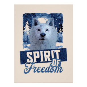 Póster Lobo Ártico Espírito de Liberdade Desenho de Vida