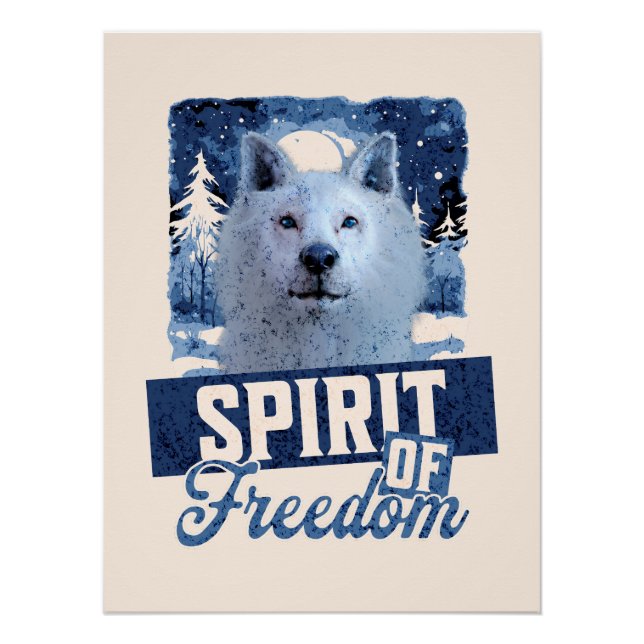 Póster Lobo Ártico Espírito de Liberdade Desenho de Vida  (Frente)