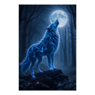 Póster Lobo Celestial Luminoso