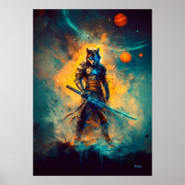 Poster Lobo Celestial Ronin – Guardião da Lâmina Cósmica