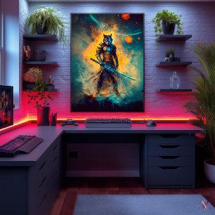 Poster Lobo Celestial Ronin – Guardião da Lâmina Cósmica