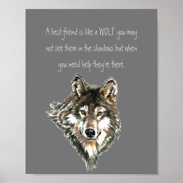 Poster Lobo de Citação Inspiracional Melhor Amigo, Posto  (Frente)