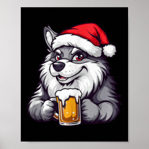 Poster Lobo de Natal Engraçado com BD