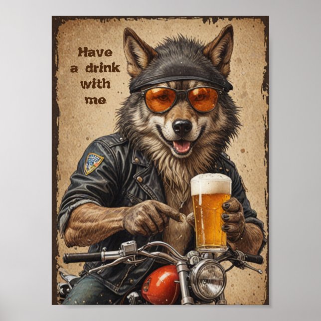 Poster Lobo e cerveja (Frente)