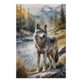 Póster Lobo Incrível em Algum Lugar da Bonita Natureza