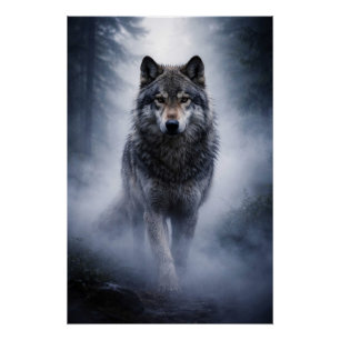 Póster Lobo Majestoso – Presença Silenciosa no Cartaz de