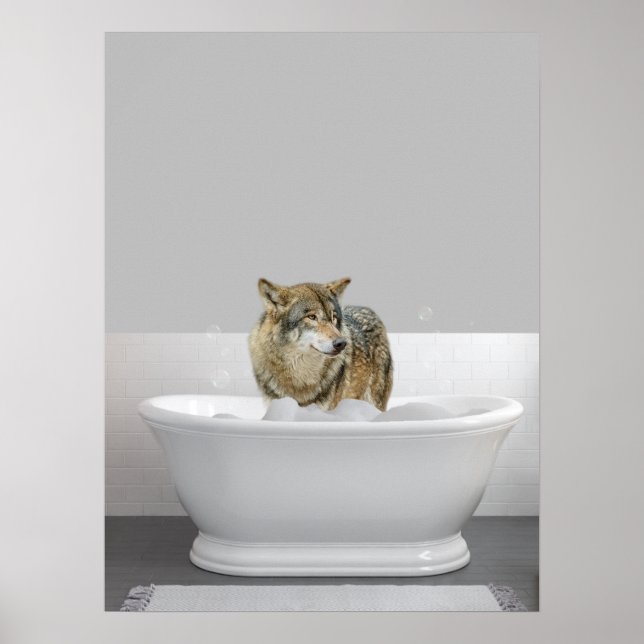Poster Lobo na banheira Banho de espuma  (Frente)