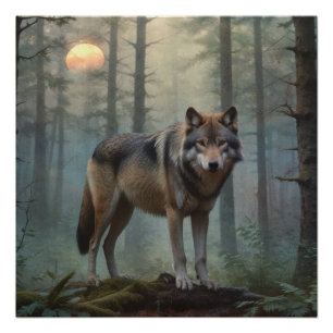 Póster Lobo na Floresta