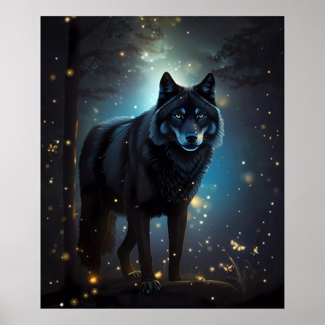 Poster Lobo Negro Misterioso (Frente)