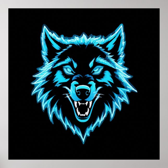 Poster Lobo Neon (Frente)
