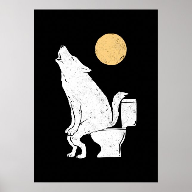 Poster Lobo no banheiro c (Frente)