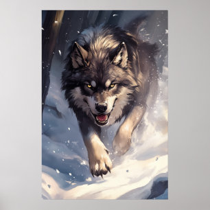 Poster Lobo no inverno