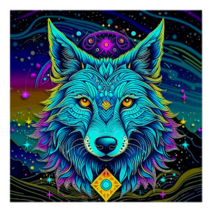 Póster Lobo Psicedélico