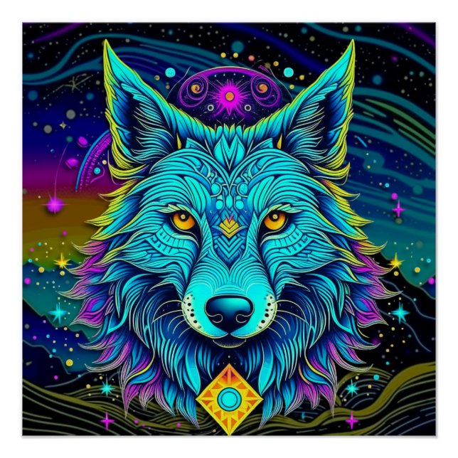 Póster Lobo Psicedélico (Frente)
