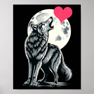 Poster Lobo Segurando Coração Dia dos Namorados Lobos Fof