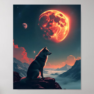 Poster Lobo Sob Lua De Sangue