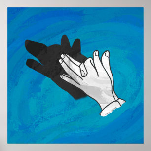 Póster Lobo Sombra no Azul