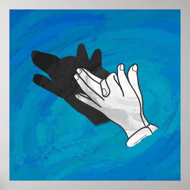 Póster Lobo Sombra no Azul (Frente)