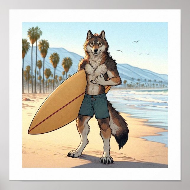 Poster Lobo Surfista   (Frente)
