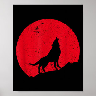 Poster Lobo uivando lua lobos assustador noite halloween