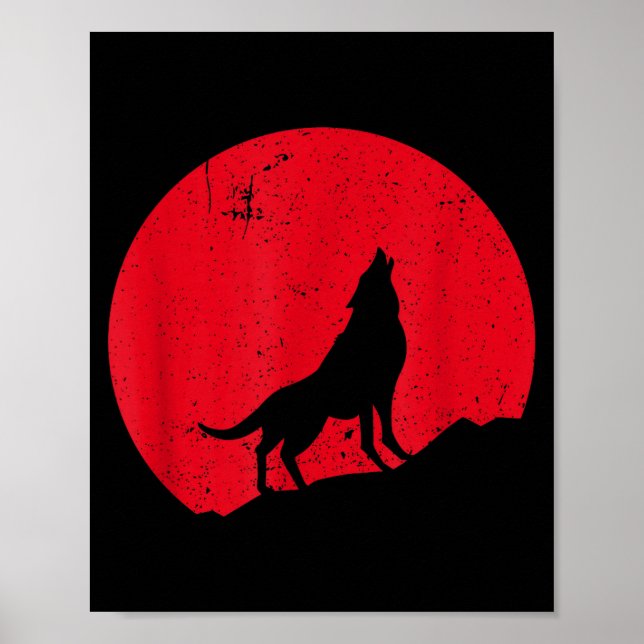 Poster Lobo uivando lua lobos assustador noite halloween (Frente)