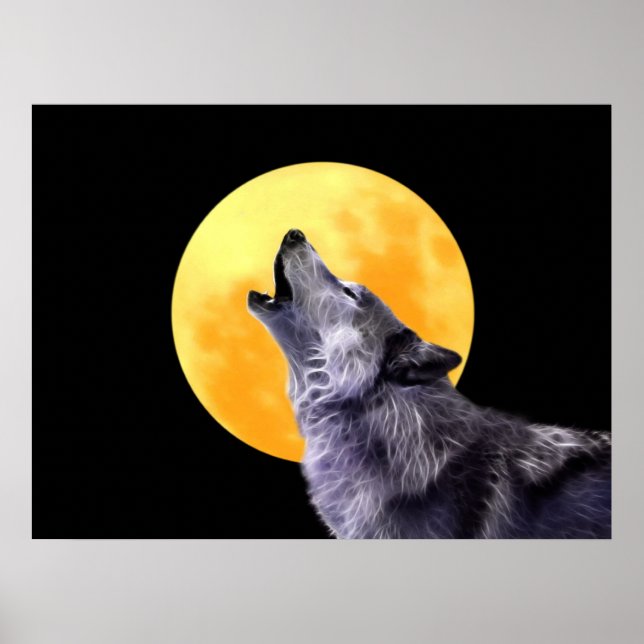 Póster Lobo uivava na lua de cheio (Frente)
