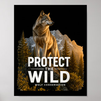 Poster Lobo Vida Selvagem Gráfico Natureza Conservação An