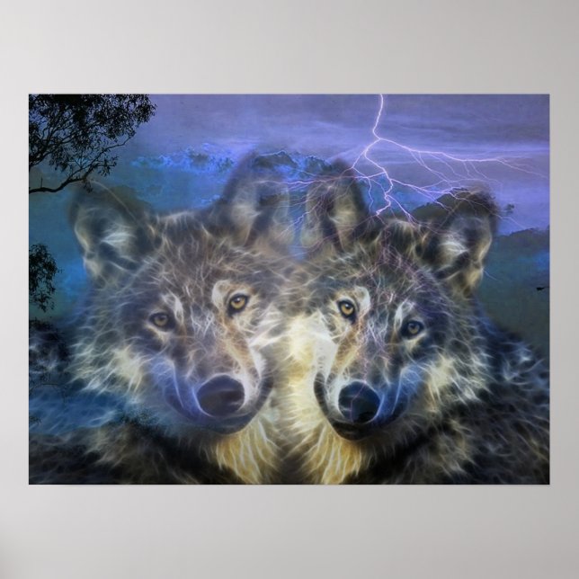 Póster Lobos à noite (Frente)