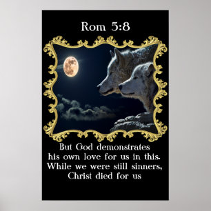 Póster Lobos do 5:8 da ROM que olham na lua completa
